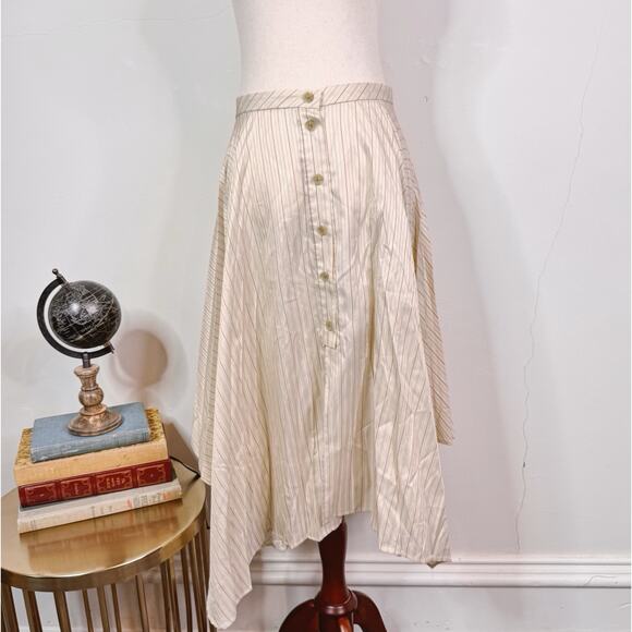 Acne Studios Striped Asymmetric Button Skirt Beige NWT Size 40 Avant Garde - Picture 1 of 11